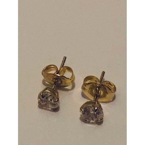 14k solid gold round stud earrings 4mm - Picture 5 of 6